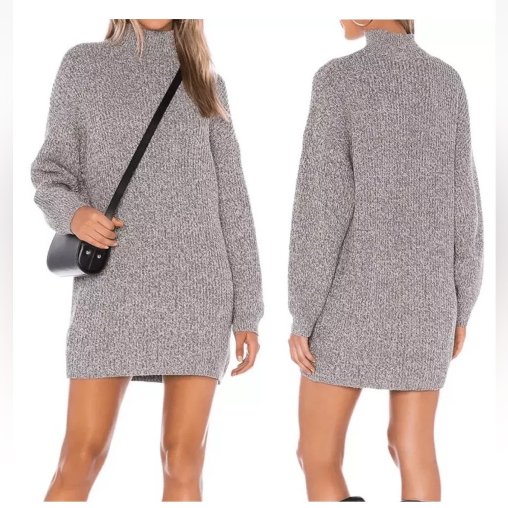 Tularose Djuna Mock Neck Balloon Sleeve Sweater Dress in Charcoal Gray Size M - Picture 9 of 9